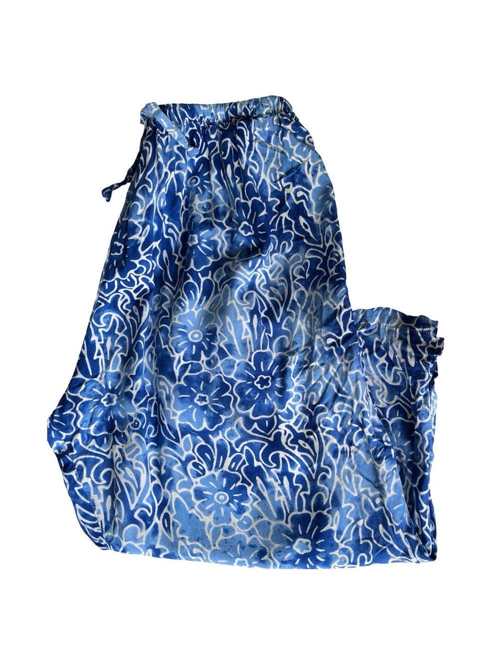 Blue Ginger Hawaiian Design Capris Blue Floral Tropical Resort Womens Size Large